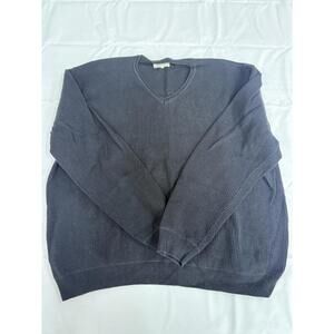 Islander Sweater Mens Large Black 100% Cotton V Neck Ribbed Knit Pullover